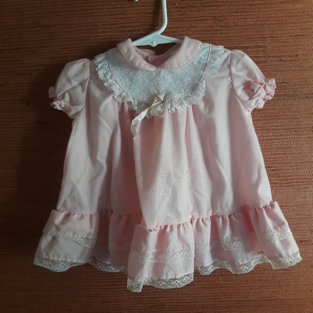 Baby Girl Princess Pink Vintage Full Circle Lace Collar Dress